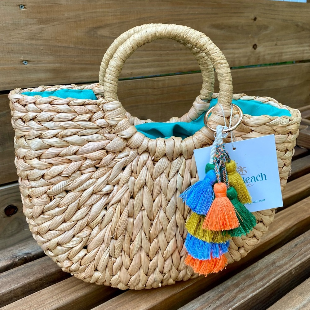 Boho Beach Life Rattan Woven Tote